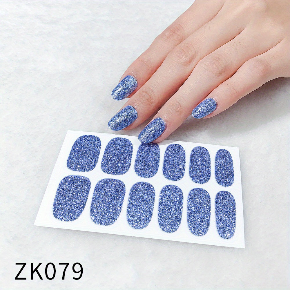Glitter Nail Art Sticker Waterproof Full Stickers For Girls Women Sweet Cute DIY Nail Stickers Nail Accessories