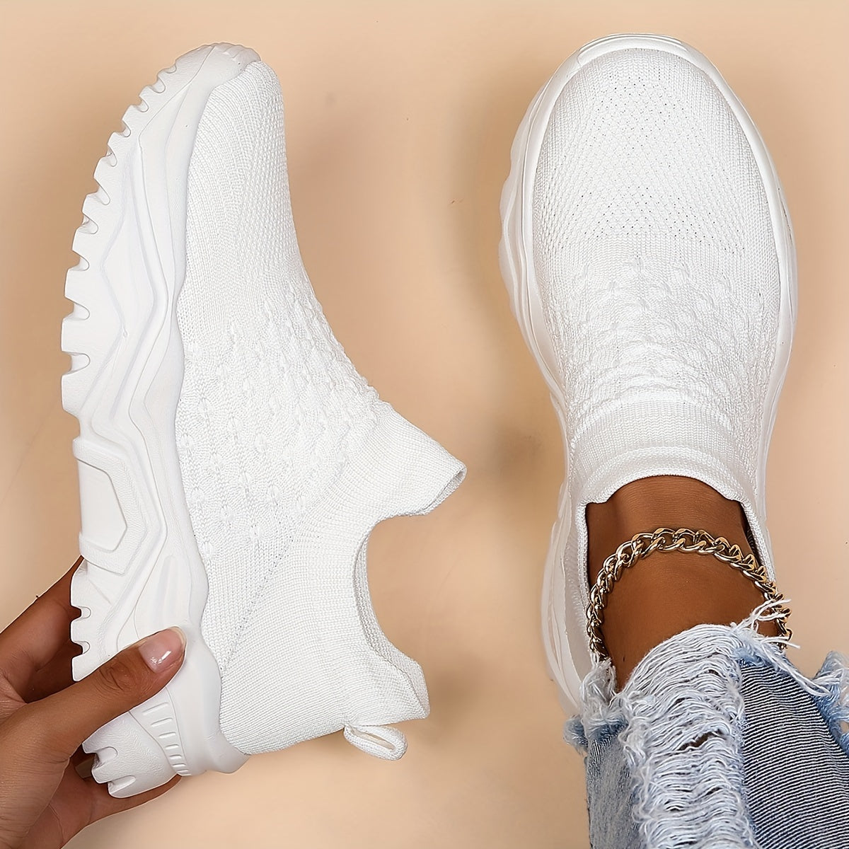 Women's Simple Plain Lace Up Low Top Sneakers - Casual Breathable Lightweight Socks Shoes, Minimalist Running Shoes Sporty Sneakers - For Women - Suitable for Running, Walking, Everyday Wear - Perfect Gift for Fitness Enthusi