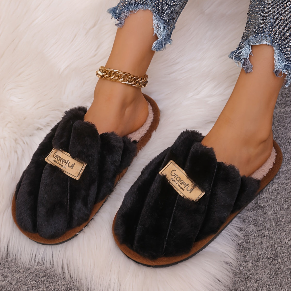 Cozy All-Season Non-Slip Striped Slip-on Slippers - Unisex Casual Fabric Upper/Inner EVA Sole Shoes - Hand Washable Comfort Indoor Floor Footwear