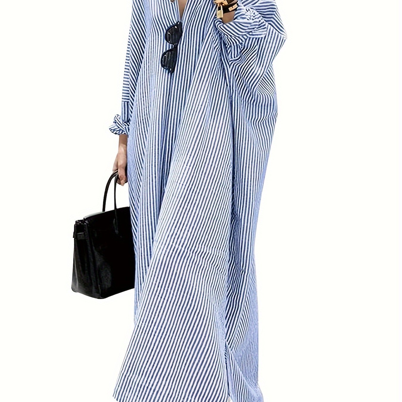 Women's Long Sleeve Striped Shirt Dress