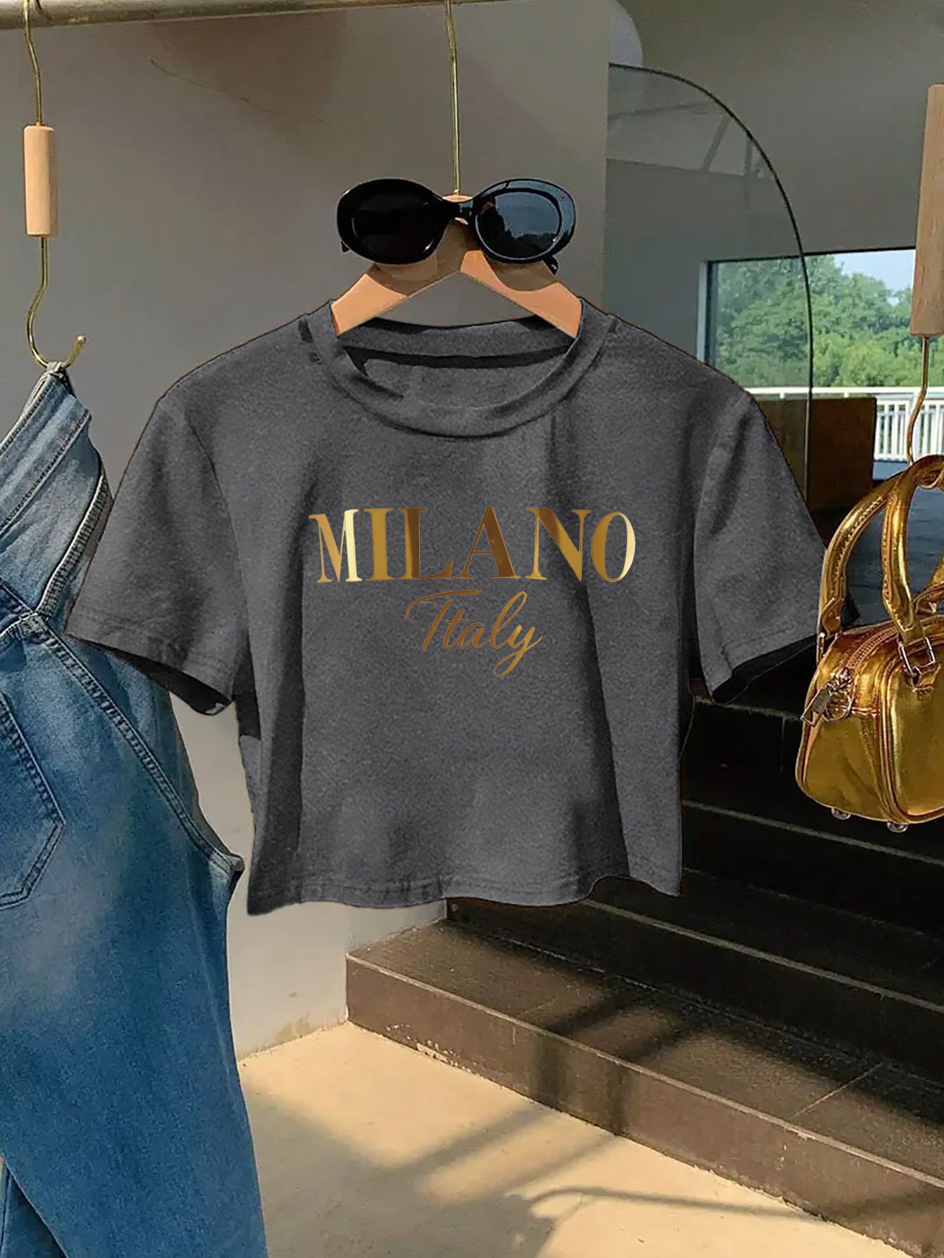 Milano Italy Graphic Tee for Women - Y2K Style, Soft & Comfortable Short Sleeve T-Shirt, Fashionable Letter Print Design, Perfect for Spring/Summer, Casual Wear Tee | Y2K Fashion | Soft Texture Tee