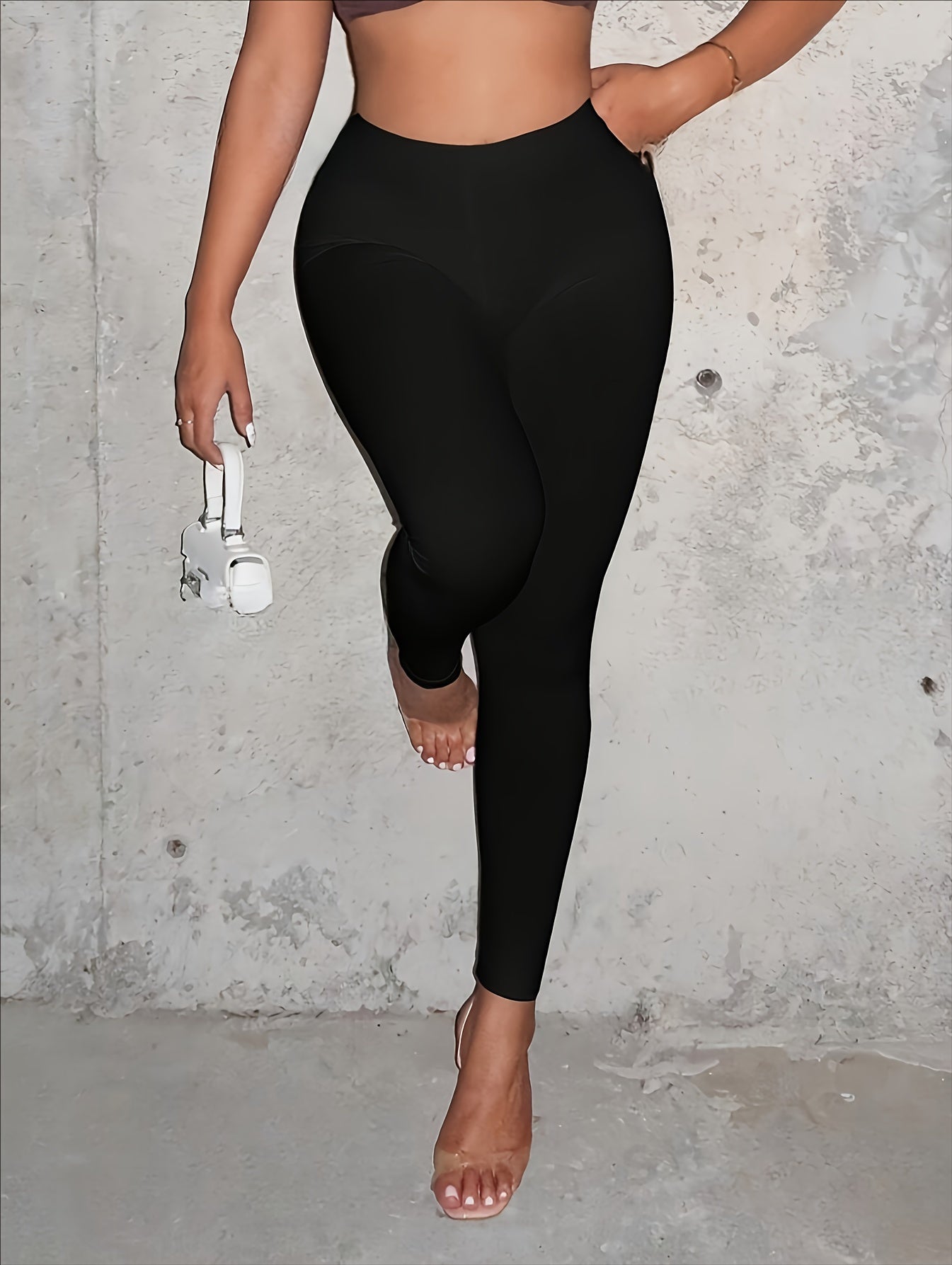 Solid Color High-Waisted Stretchy Skinny Leggings for Women