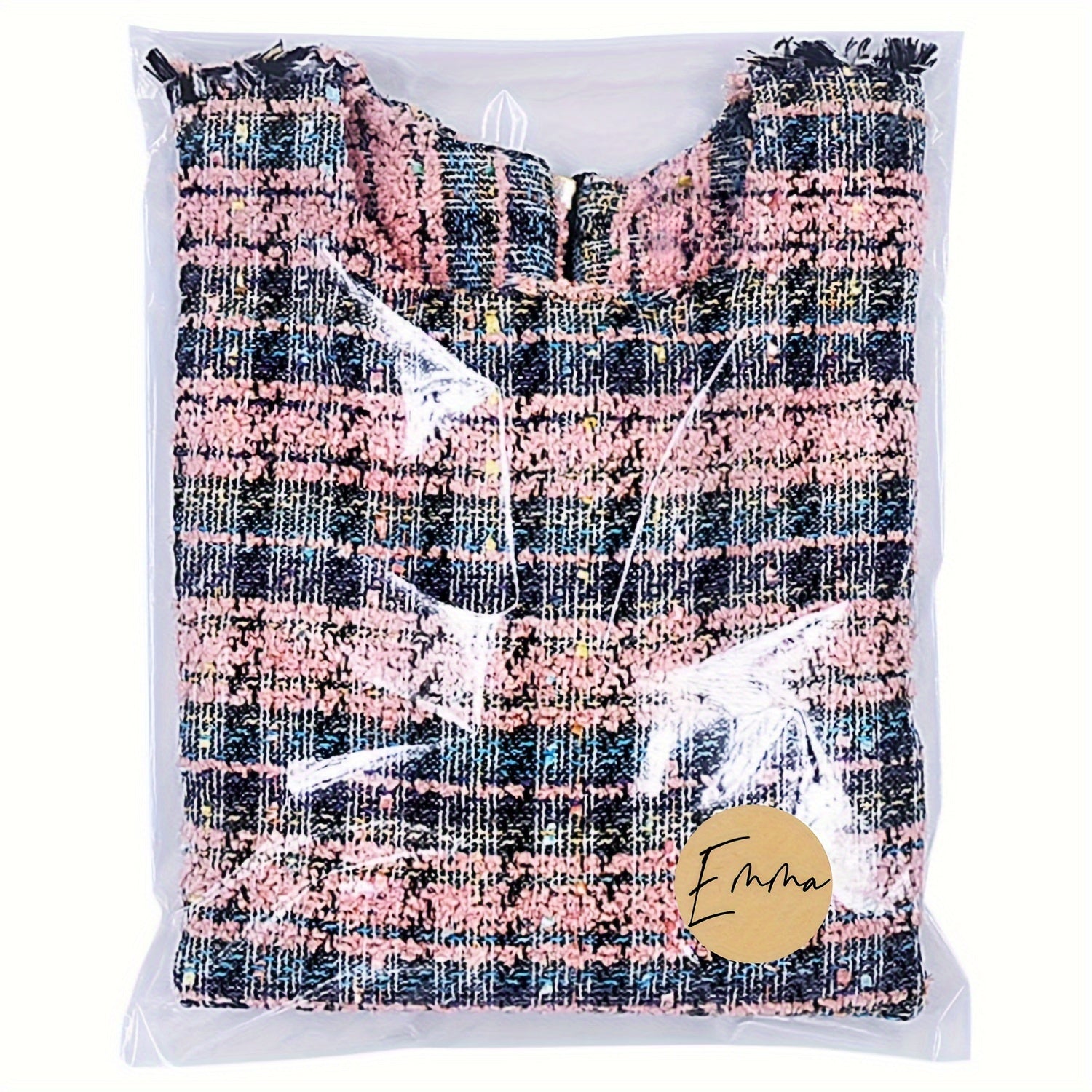 200-Pack Assorted Self-Seal Bags with 100 Labels, 50 Large & 50 Small, Thickened Plastic Bags for Clothing & Shoes, Animal & Snowflake Themed, Office & Gift Packaging Supplies