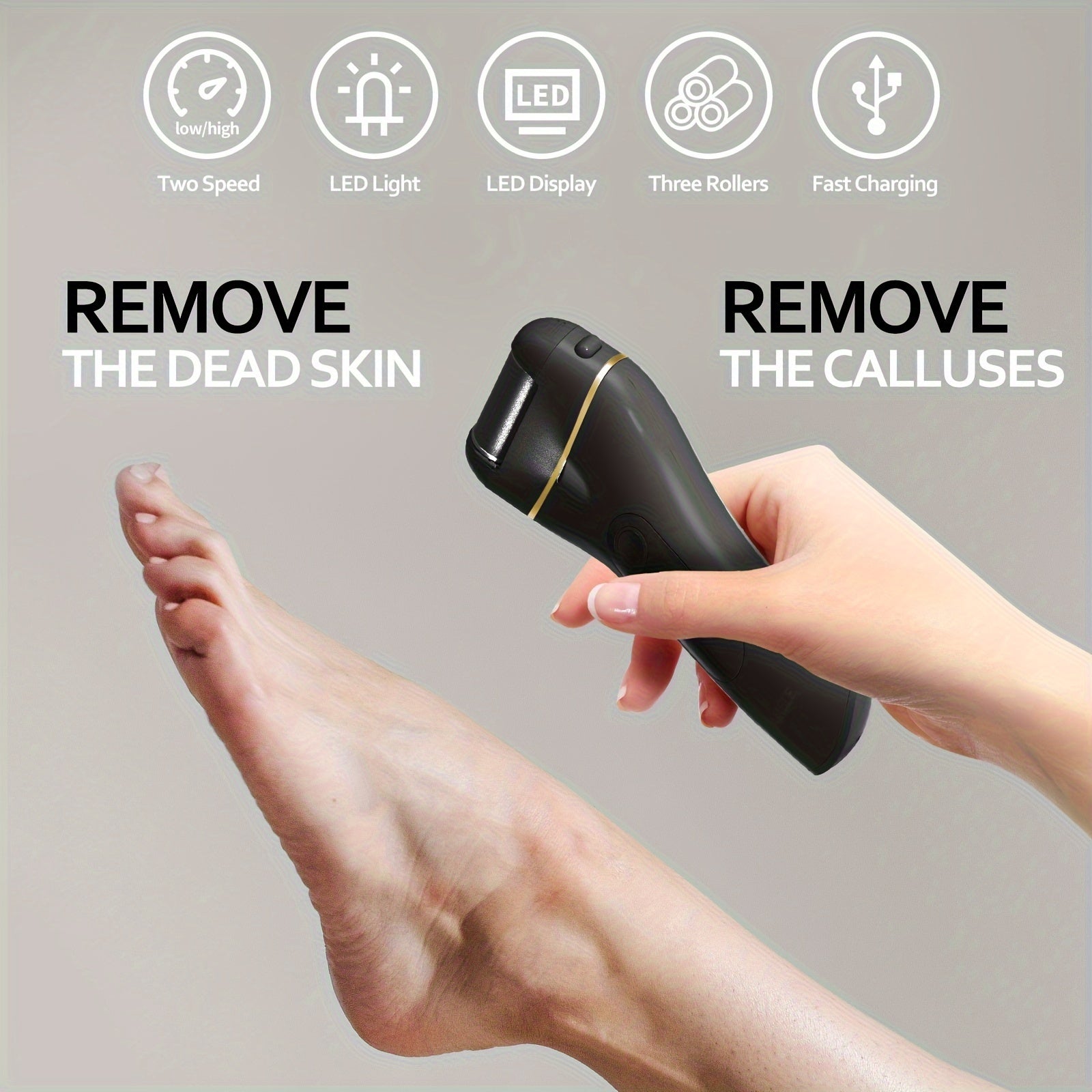Electric Foot Scrubber Callus Remover for Feet, Rechargeable Foot File Pedicure Tools, Professional Pedi Foot Care Kit for Hard/Dead/Dry Skin/Cracked Heels with Manual Foot File Set 12pcs