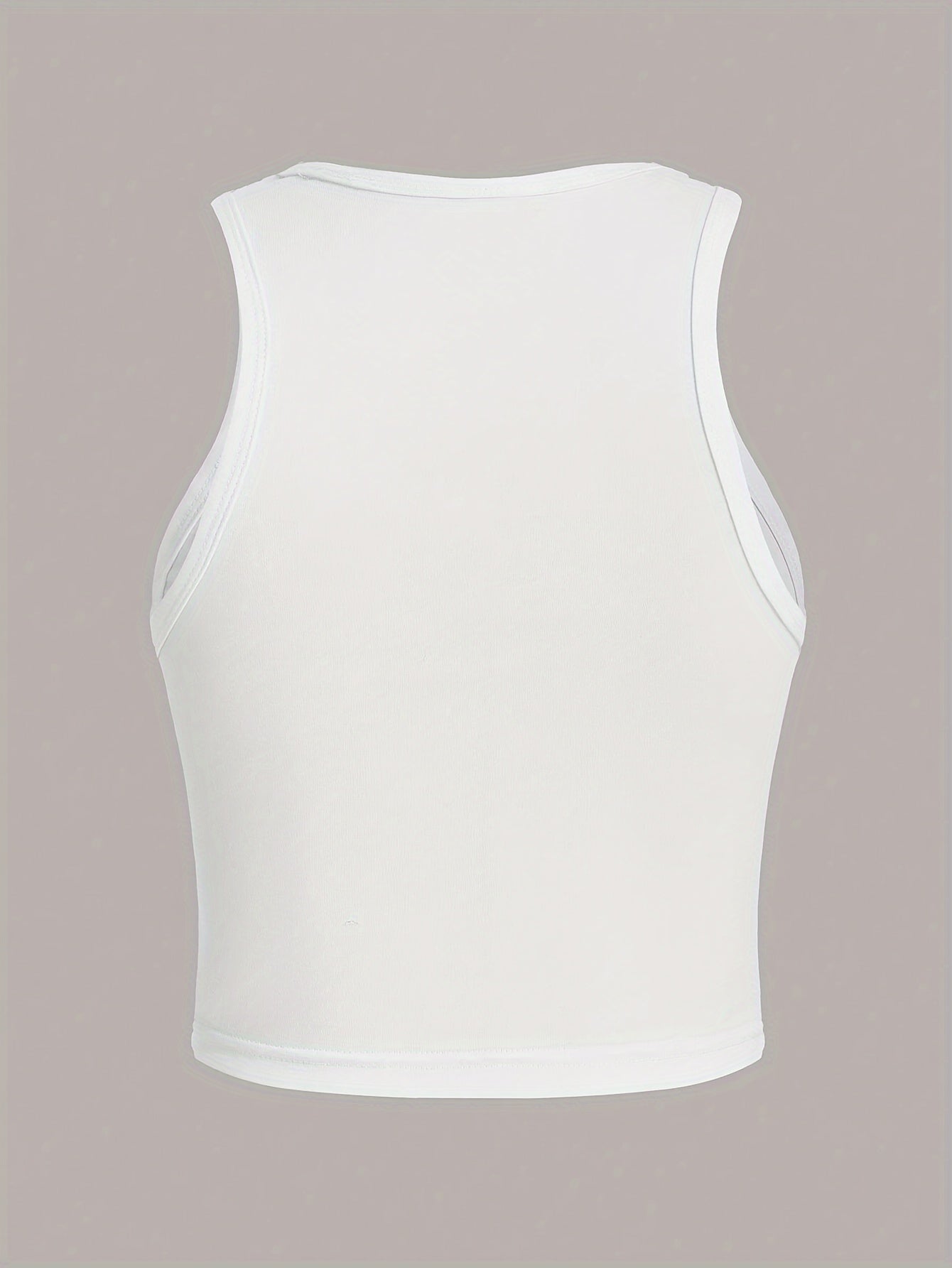 Portrait Print Crew Neck Tank Top, Casual Sleeveless Crop Top For Spring & Summer, Women's Clothing