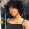 180% Density Bouncy Afro Loose Curls Short Bob Wig - 100% Human Hair, Pixie Cut, Bangs, Rose Cap, Glueless Put-On for All Ethnicities