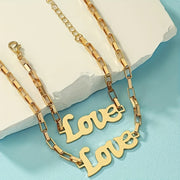 2pcs Necklace Plus Bracelet Fashion Jewelry Set Trendy Love Design Match Daily Outfits Perfect Dating Gift For Your Love