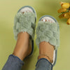 Women’s Argyle Fuzzy Slippers – Cozy Slip-On Indoor Slides with Soft EVA Sole, Warm & Breathable House Shoes in Pink