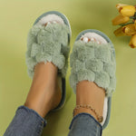 Women’s Argyle Fuzzy Slippers – Cozy Slip-On Indoor Slides with Soft EVA Sole, Warm & Breathable House Shoes in Pink
