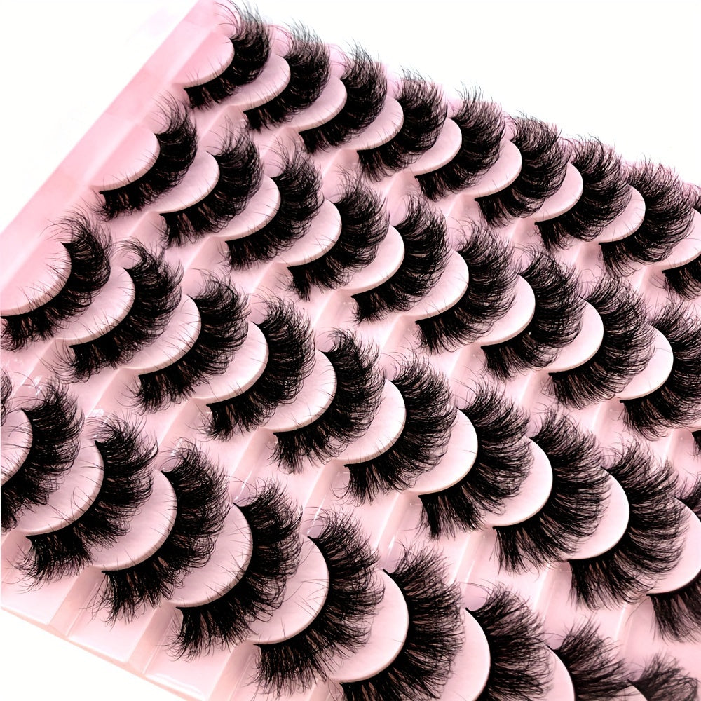 20 Pairs Handmade 3D Mink Eyelashes Set, Natural Fluffy Cat Eye Style, Reusable 0. 07mm Thickness, C/D Curl, 13-25mm Length, Beginner-Friendly False Lashes for Dramatic Makeup Looks