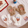 Cozycraft, Cozy Fleece-Lined Winter Gloves with Cute Bear Design - Windproof, Warm Mittens for Outdoor Activities, Non-Slip Touchscreen Compatible, Winter Accessories