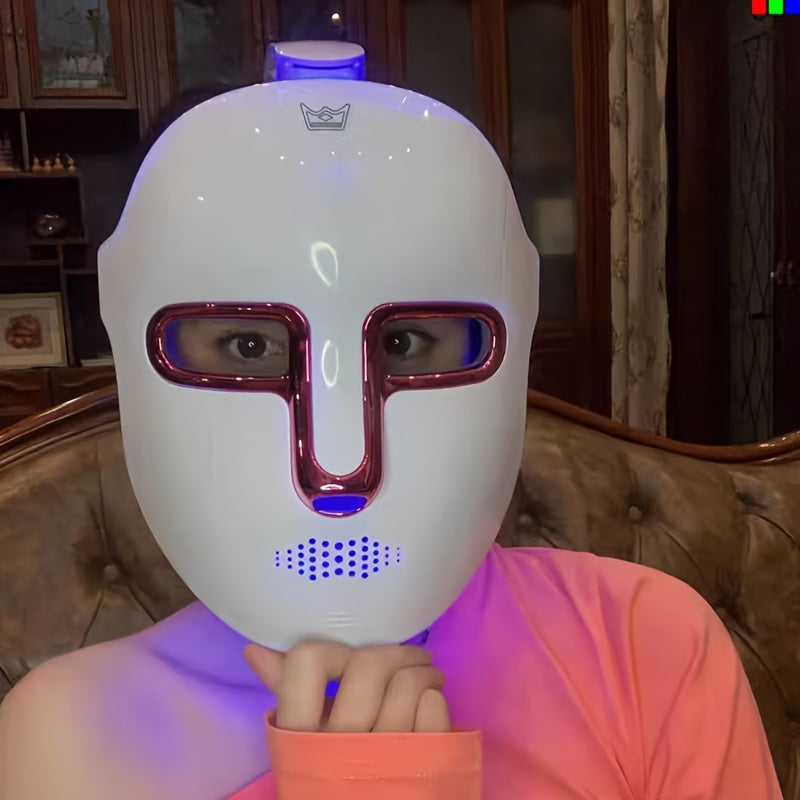 7-Color LED Light Therapy Face & Neck Mask – Rechargeable Skincare Mask for Anti-Aging, Acne, and Glow Boosting – Perfect Valentine's Day Gift for Women