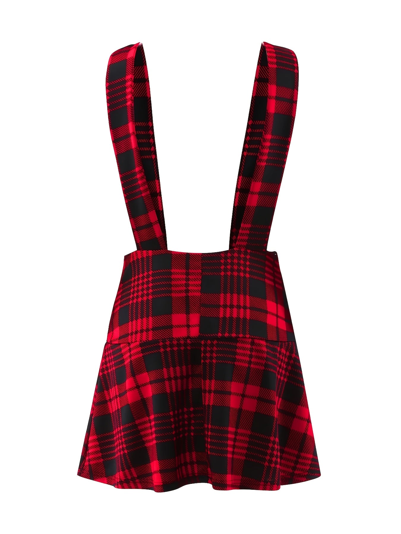 Plaid Print Buttoned Strap Dress