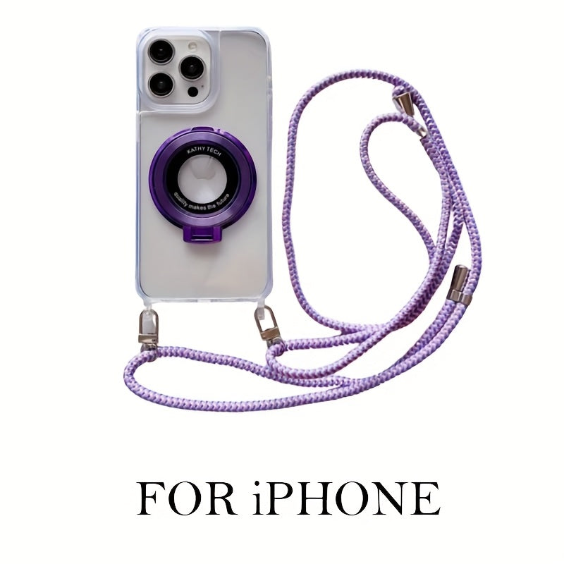 Acrylic transparent integrated stand with string crossbody phone case is suitable for Apple 16 all-inclusive drop resistance