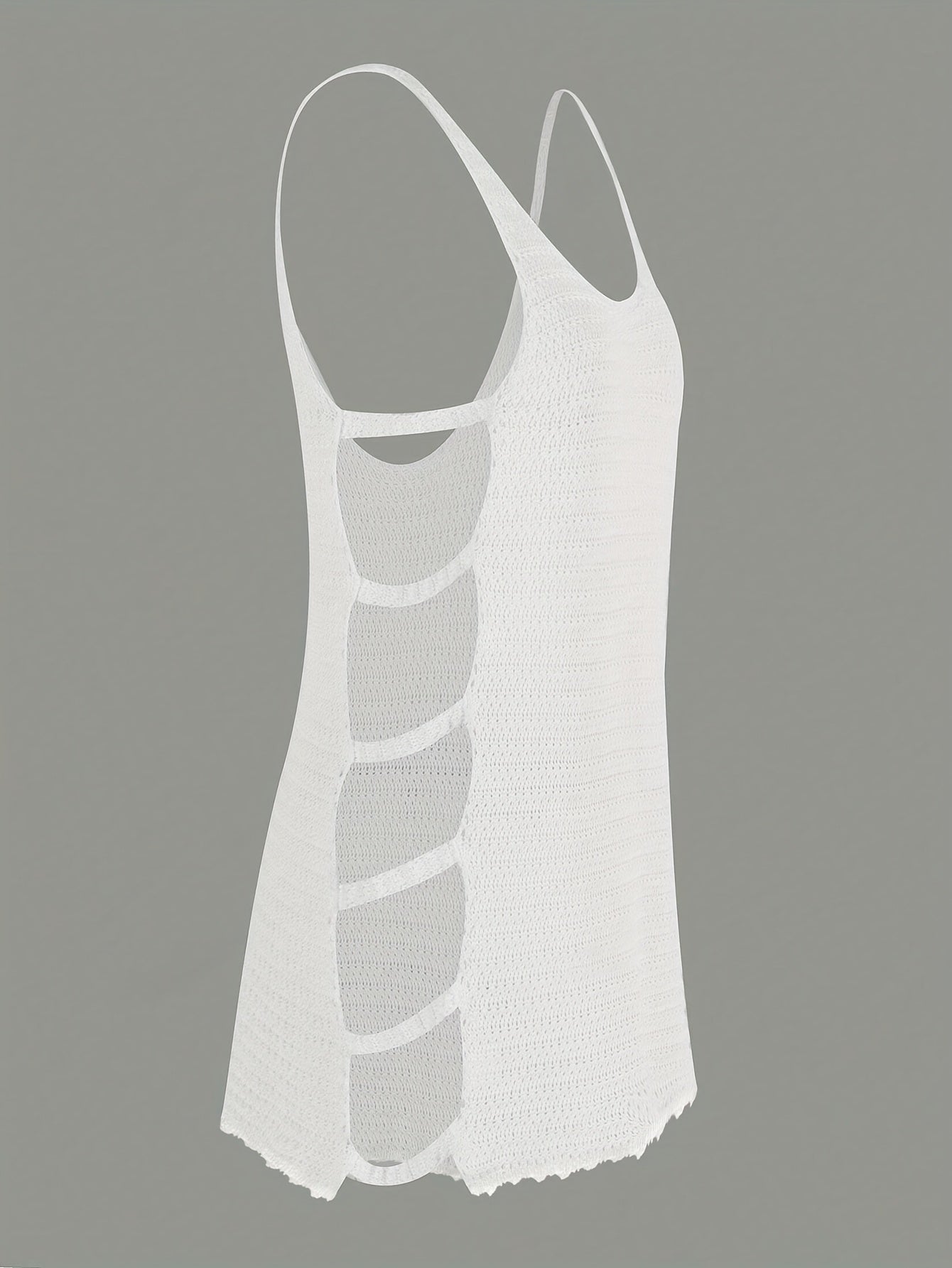 Women'S Sleeveless Knit V-Neck Mini Dress with Side Cut-Outs and Flared Hem - Solid Color, Ribbed Detail, Summer Beachwear Swimsuit Cover-Up, Women'S Fashion|Elegant Vneck Dress|Intricate Detailing
