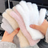 Women's Cozy Plush Winter Gloves - Warm, Stretchy Full-Finger Touchscreen Compatible Mittens in Solid Colors