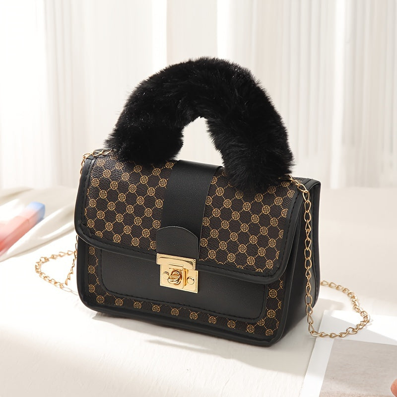 Mini Vintage Crossbody Bag, Retro Fluffy Shoulder Bag, Women's Fashion Handbag & Purse