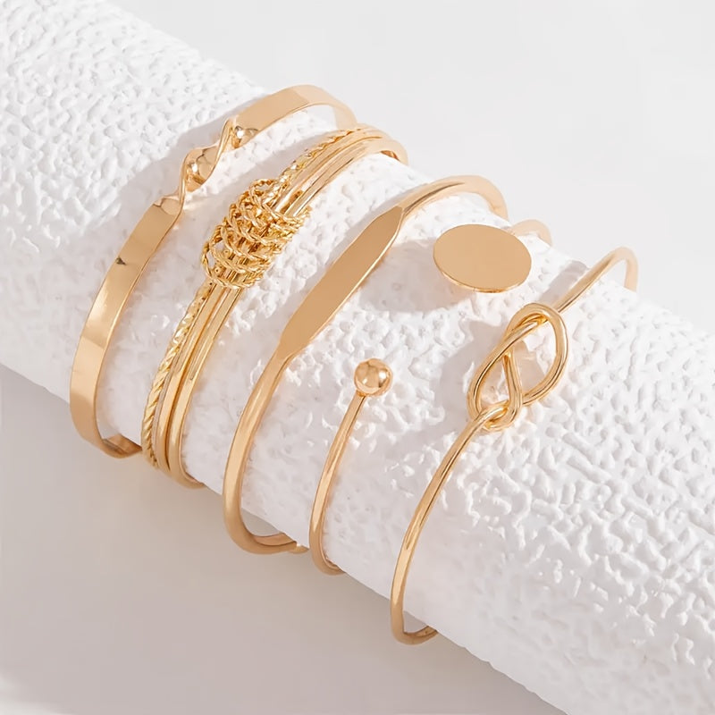 5pcs/Set Bracelets Set Minimalist Geometric Circular Knot Opening Bracelet Set, Knot Design - An Excellent Choice for Mother's Day, Valentine's Day, Wedding Anniversary, Birthday Gifts