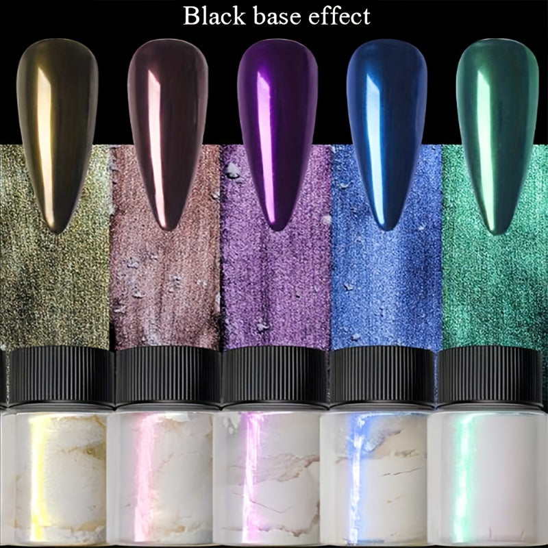 5 Bottles/Set of Nail Pearlescent Powder And Sparkling Powder for Nail Art