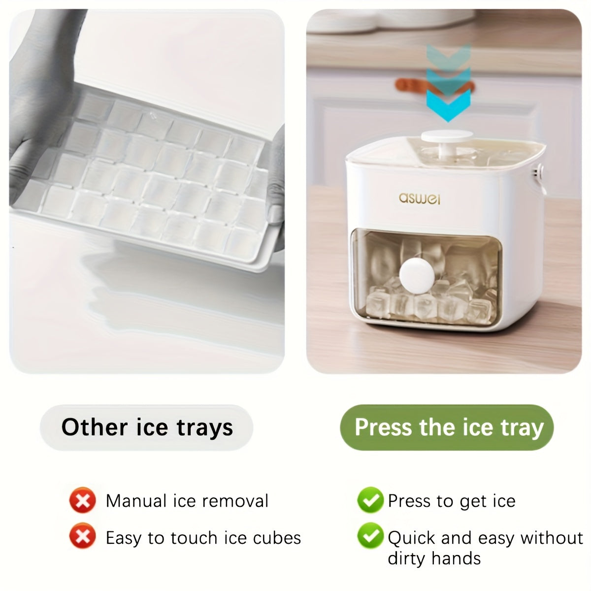 Large Capacity Ice Maker Bucket with Dual Layers and 48 Compartments, Food-Grade Plastic with Built-in Freezer Box, Ideal for Home, Office, and Outdoor Use | Easy-to-Clean Material, Countertop Ice Tray