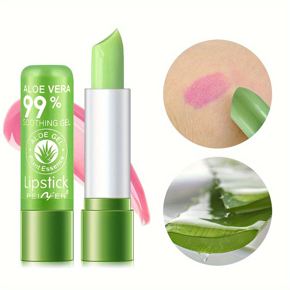 3pcs Aloe Vera Hydrating Color-Changing Lip Balm Daily Lip Care Tool Autumn and Winter Hydrating Temperature-Changing Lip Lipstick