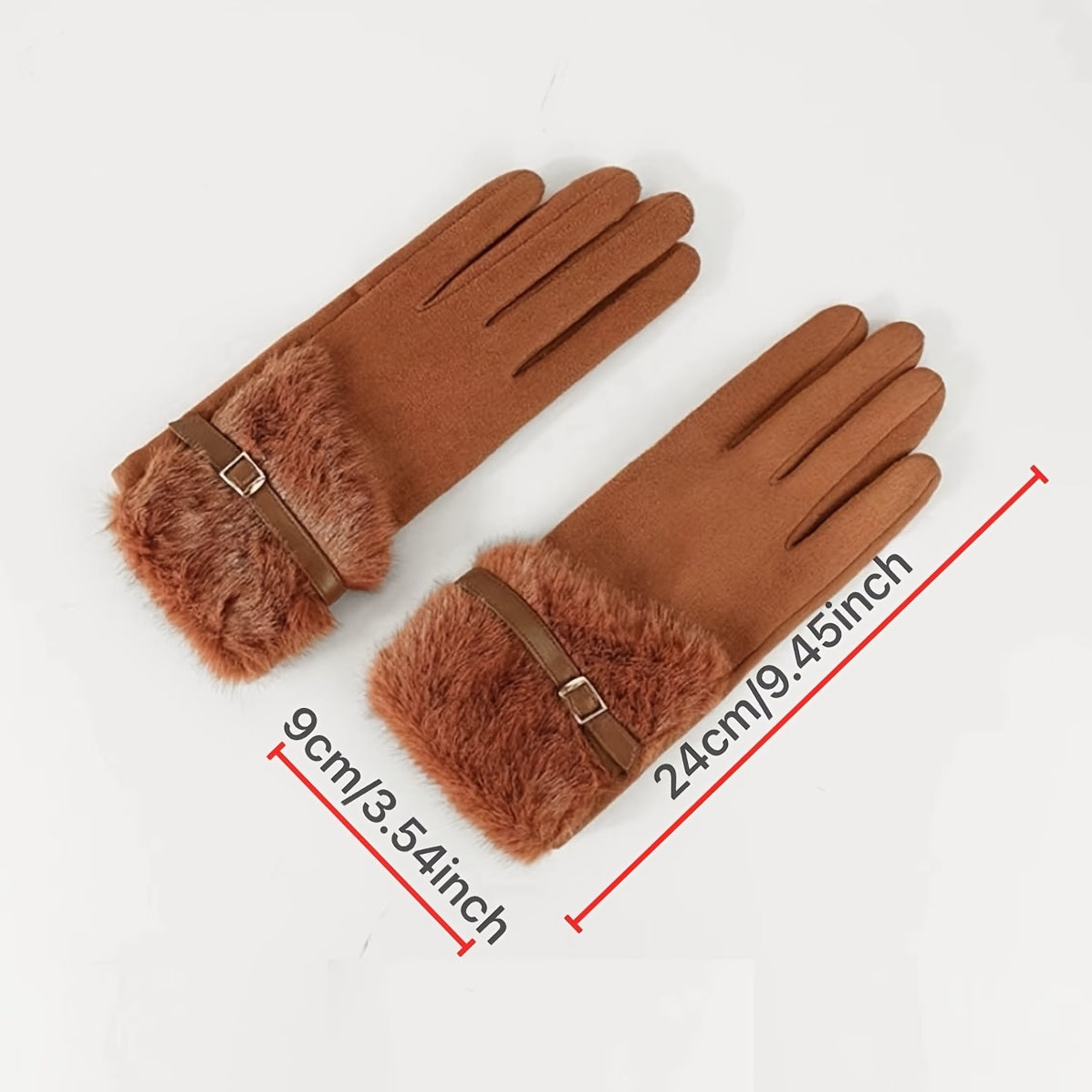 Women'S Fashion Faux Fur-Lined Full Finger Mittens, Polyester Knit Fabric, with Hand Wash Only, for Fall/Winter Outdoor Warm Accessories