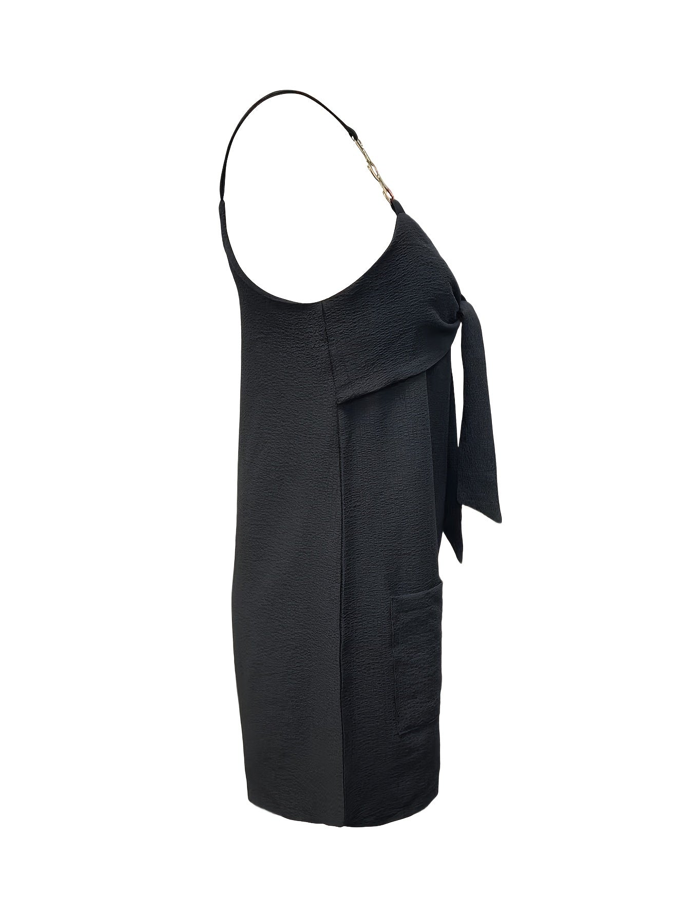 Vibrant Solid Color Polyester Elegant Vest Romper Jumpsuit - Sleeveless Collarless Chain Strap Design, Dual Pockets, No Elasticity, Woven, Perfect for Summer - Womens Casual Clothing