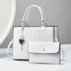 Women's Casual Large Capacity Handbag - Crocodile Pattern PU Purse with Removable Strap | Zipper Closure | Polyester Lining