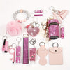 15pcs Rhinestone Safety Keychain Set for Women, Wristlet Keyring with Storage Pouch & Pom Pom Card Holder Accessories Kit