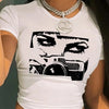 Graphic Printed Cropped T-Shirt, Y2K Spring And Summer Short-Sleeved Crop Top, Women'S