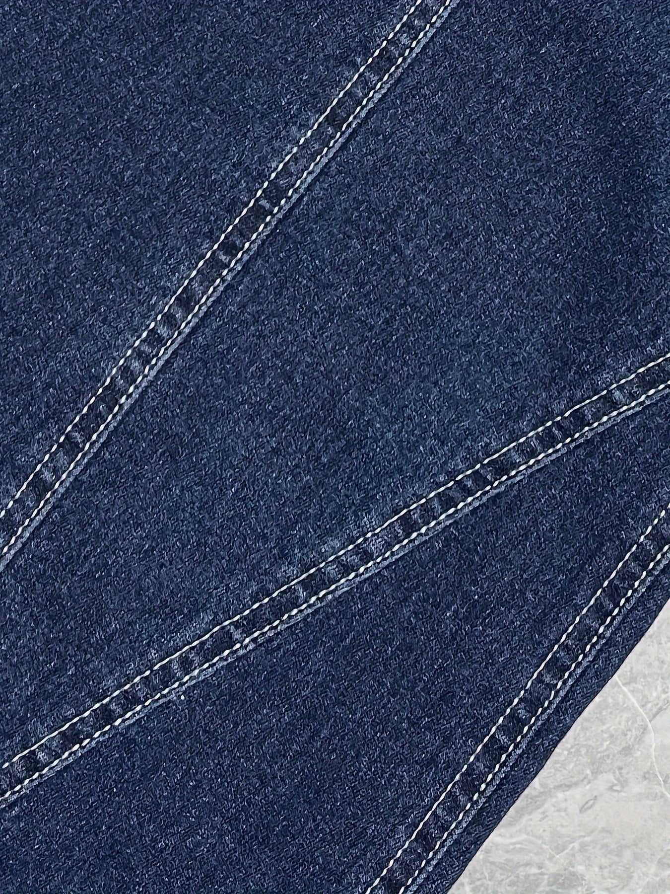 Dark Blue Stretch Denim High-Waist Wide-Leg Jeans - Casual & Versatile, Machine Washable, Slant Pockets - Durable Denim, Women's, Versatile Clothing