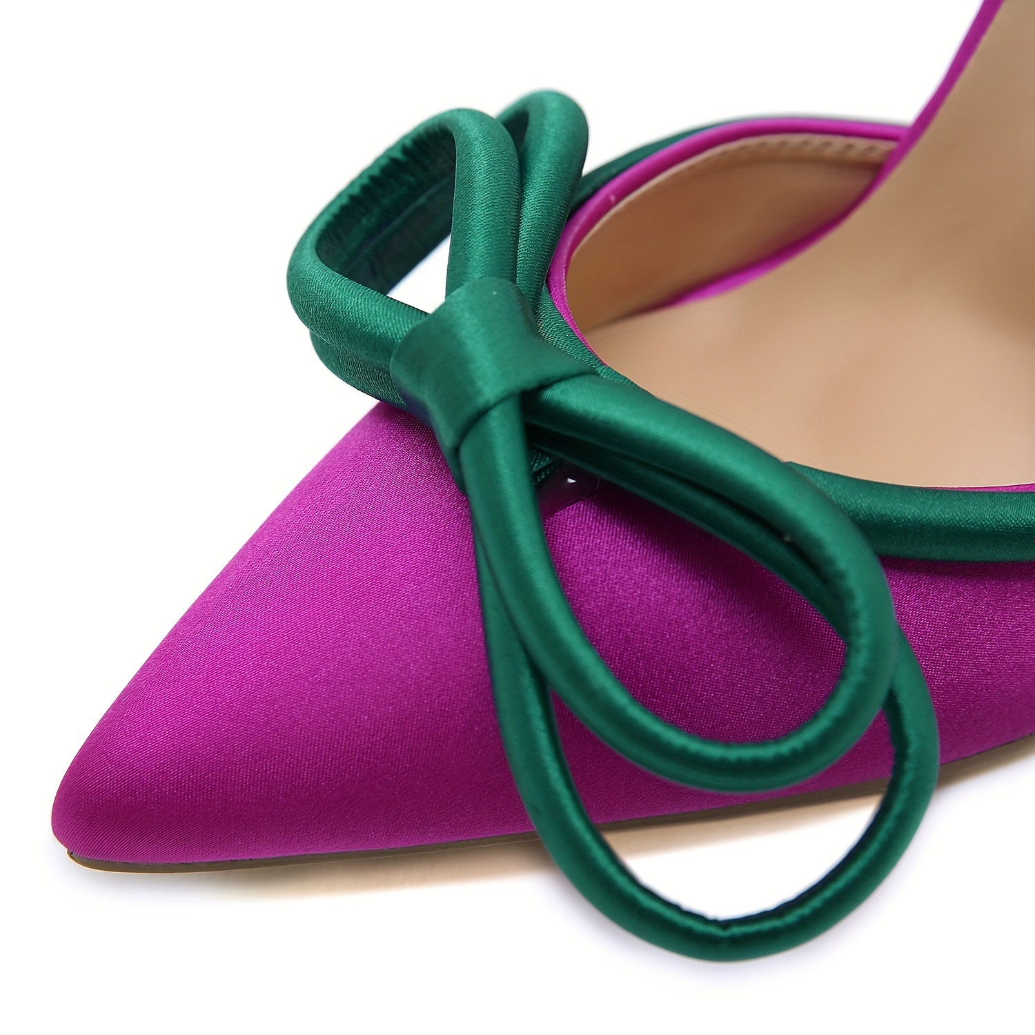 Elegant Bow-Knot Pointed Toe Stiletto Pumps, Solid Color Fabric Upper, Rubber Sole, with Huizhou Crafted for Women'S Fashion Party Shoes, Spring Season