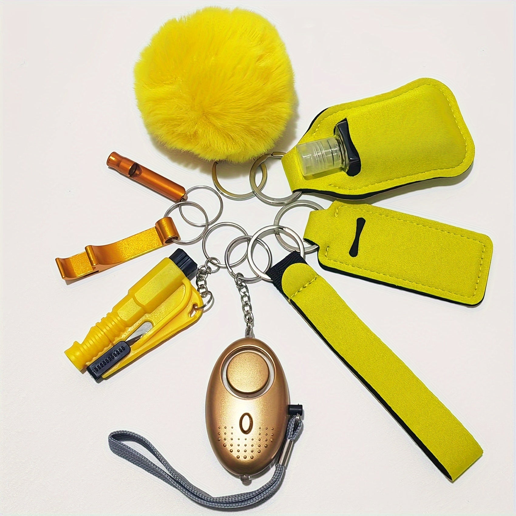 9pcs Ultimate Safety Keychain Set - Keychains with Personal Alarm, Self-Defense Security Accessories, and Stylish Design for Women's Daily Protection and Peace of Mind