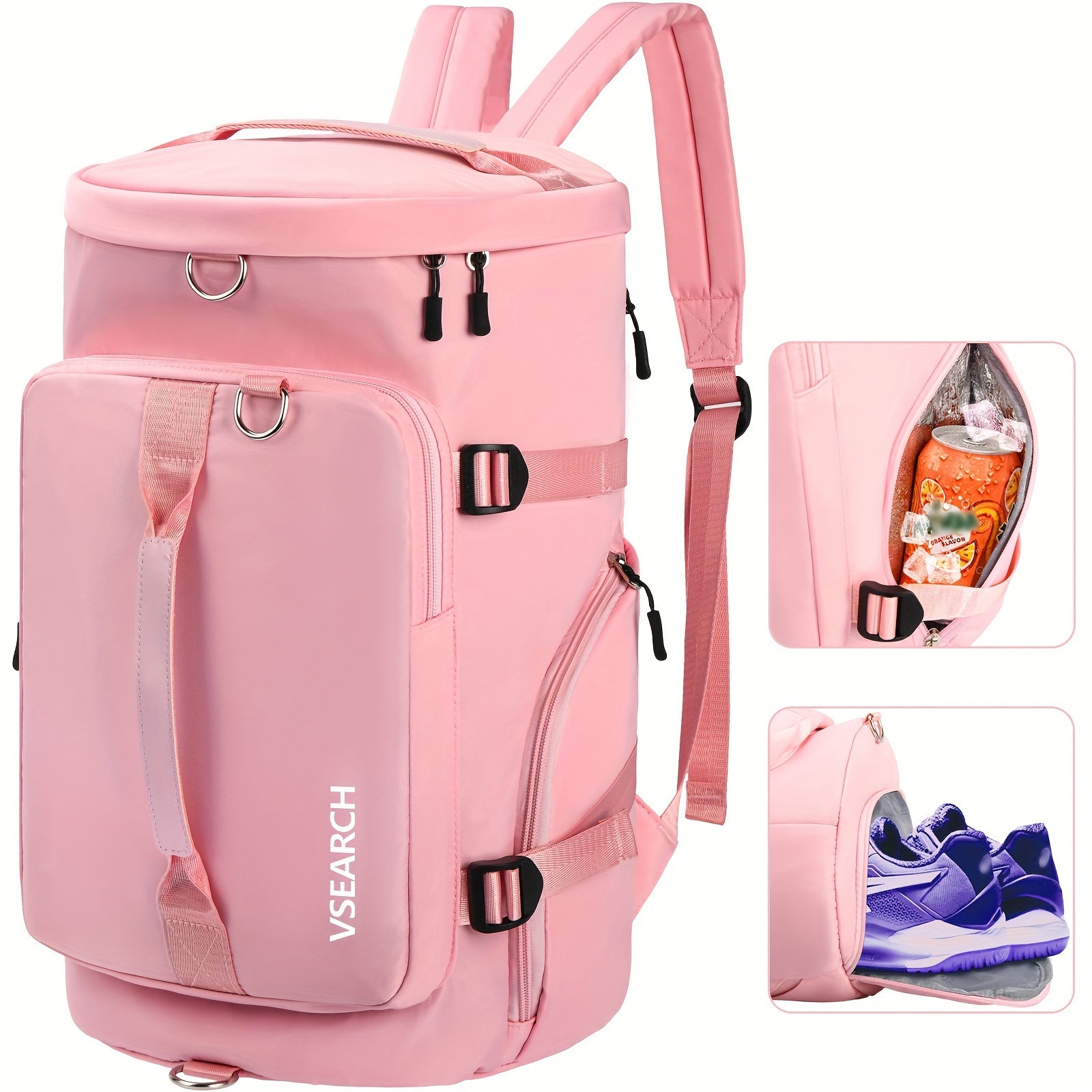 Hiking Travel Bag, Gym Bag, Sports Duffle Backpack with Shoes Compartment, Overnight Travel Weekender Bag Carry On Backpack with Side Zippered Dry Wet Separated Bag