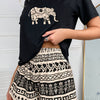 Simple Casual Elephant Pattern Women's Pajama Set