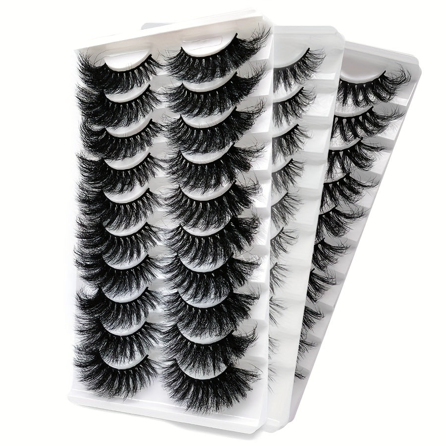 30 Pairs of Slender Imitation Mink Eyelashes, Fluffy Handmade False Eyelash Strips, Natural and Beautiful Softness, Super Soft Stem D Curve, 10-Pair Pack Luxury Cat Eye Lashes Best Gift for Halloween, Valentine's Day Birthday