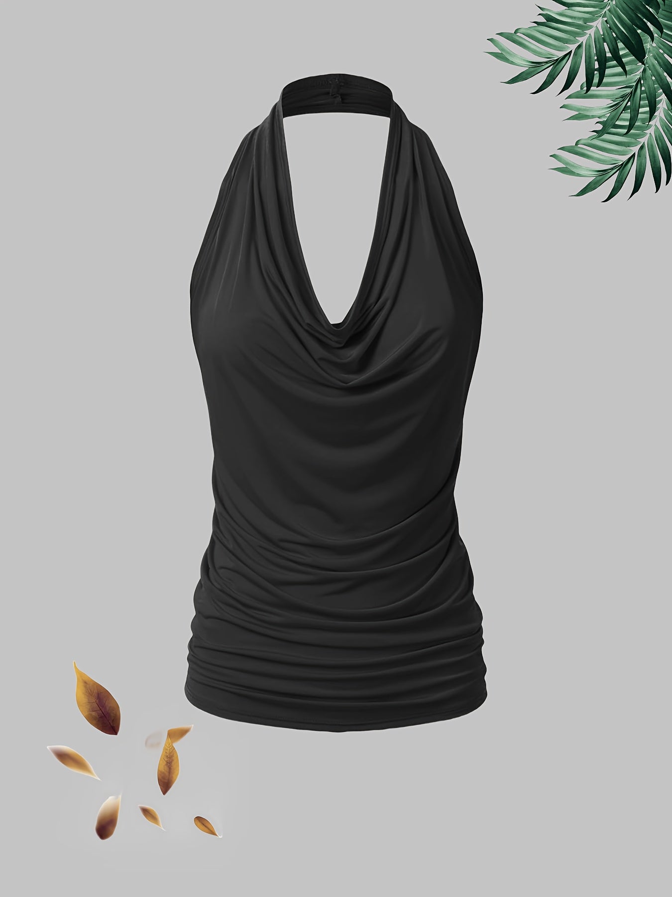 [Lightweight Polyester Halter Neck] 3-Pack Women's Fashion Halter Neck Tanks - Lightweight 210g/m² Polyester Vests - Casual Solid Color Knit 95% Polyester 5% Elastane, Spring/Summer/Fall Collection