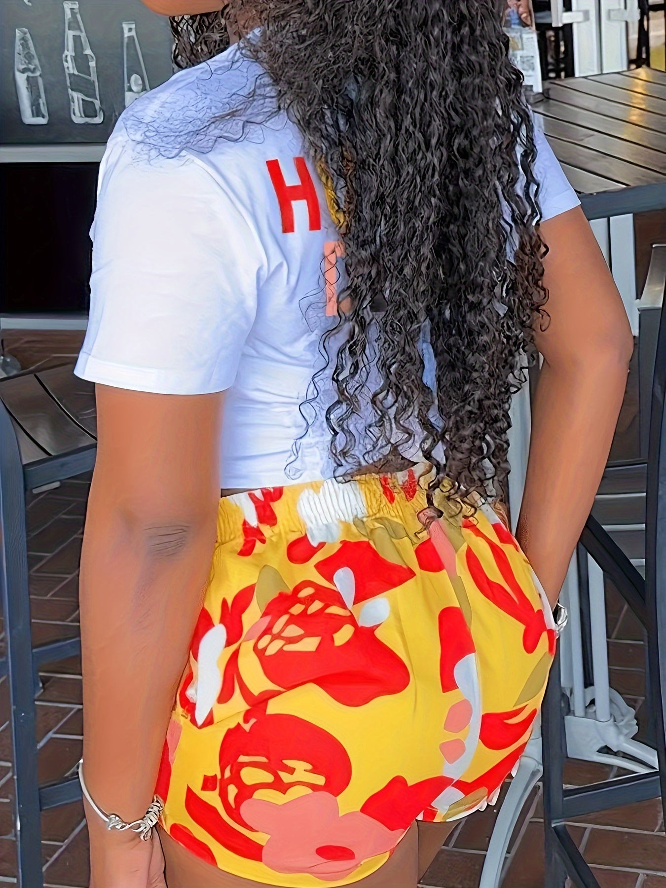 Y2K Style Fashion Letter Print T-Shirt and Shorts Set
