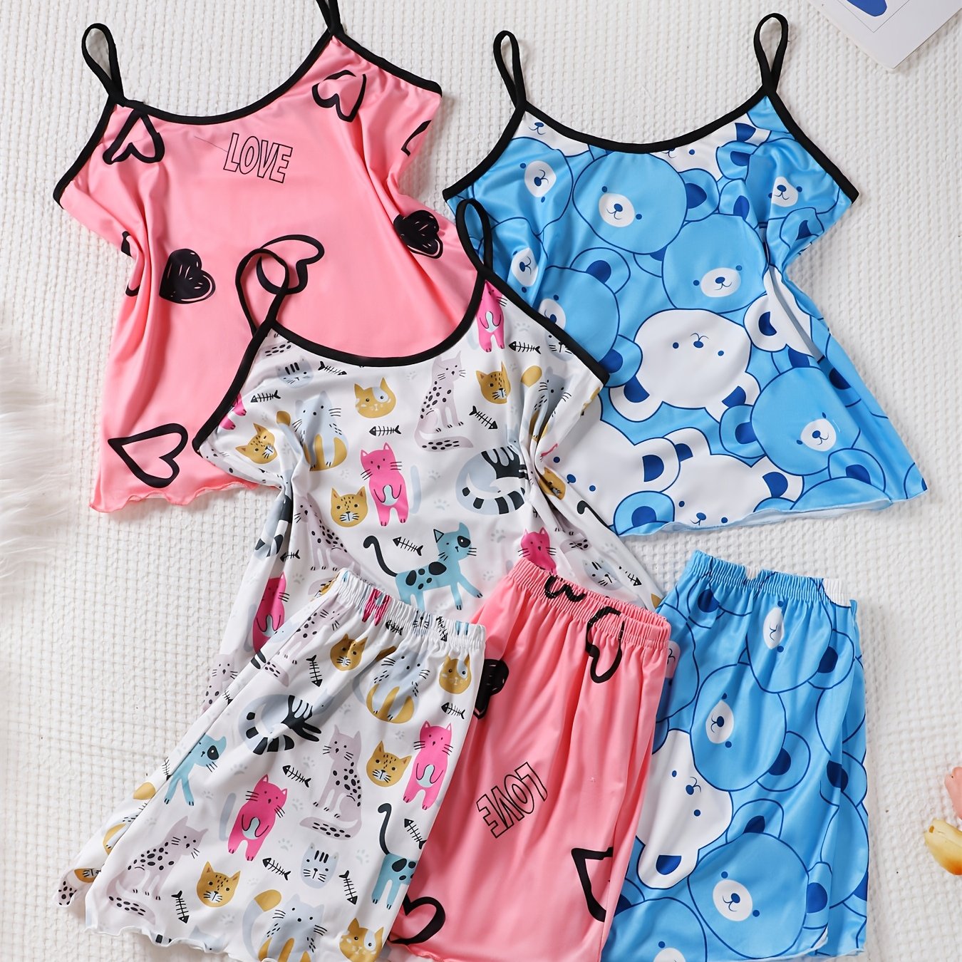 6pcs Women's Garter Shorts Set Sexy Pajamas