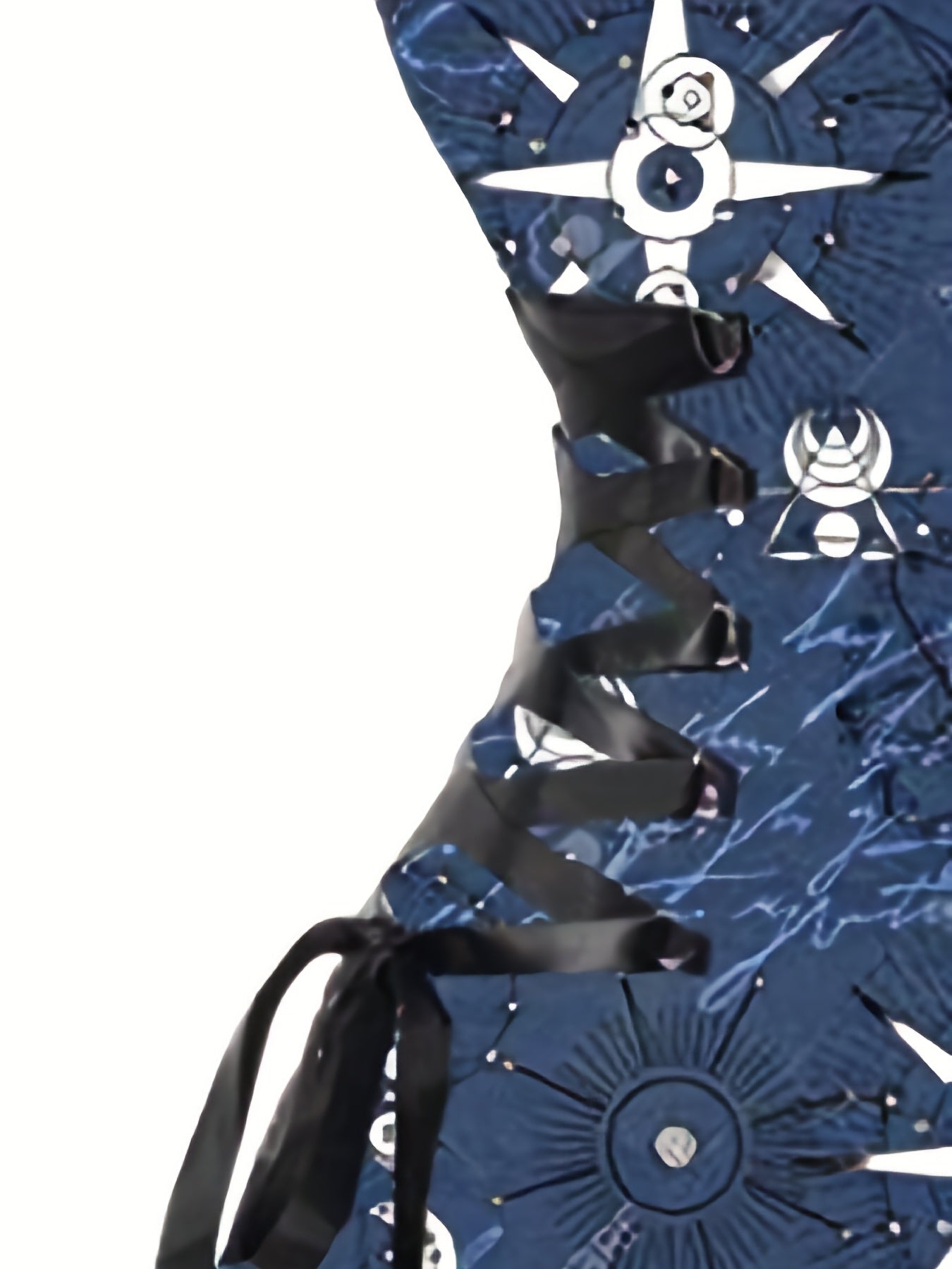 Sun & Moon Print Dress, Casual Ring Linked Backless Dress, Women's Clothing For Party Dressing