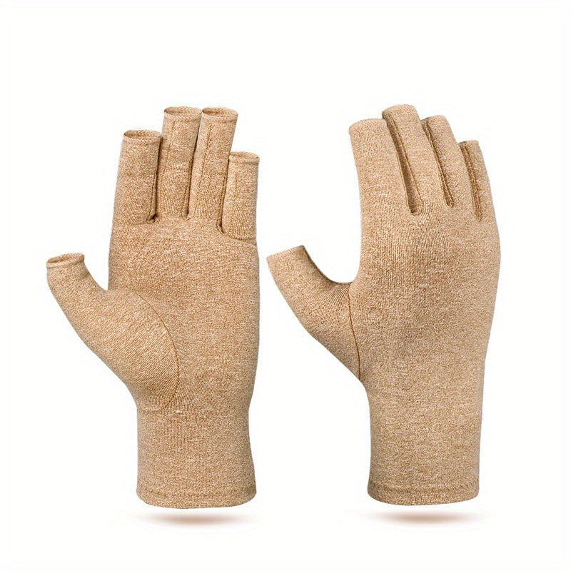 1Pair Fingerless Compression Gloves For Women & Men, Hand Joint Wraps, Sports Hand Support Thumb Gloves For Typing, Daily Work, Hand Care - Open Finger Fit
