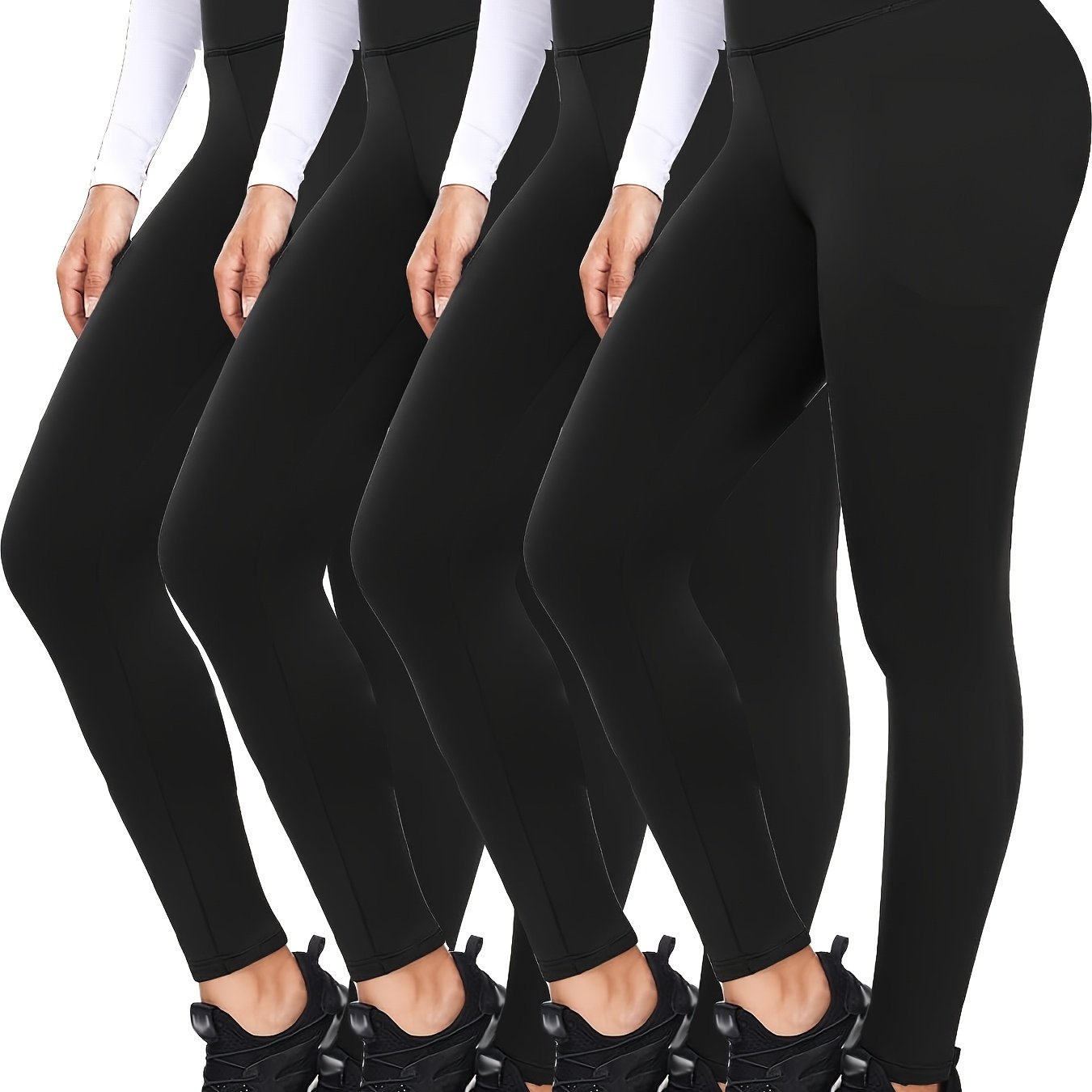 4pcs Set Of Soft And Elastic Women's High Waisted Tight Pants - Comfortable Fitness Yoga Pants, Suitable for Fitness, Exercise, And Daily Wear Casual Pants