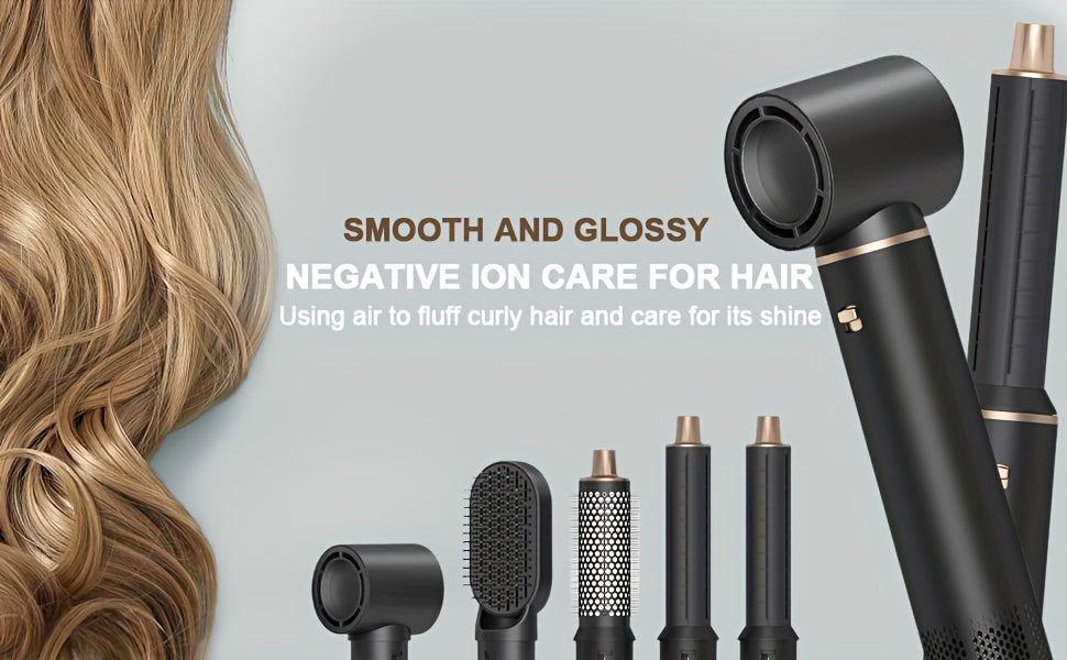 Hot Air 5 In 1 Hair Dryer Brush - Negative Ion Air Styler Curling Brush