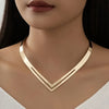 Elegant Double V-Shaped Clavicle Chain Necklace for Women - Minimalist Hollow Design, Alloy Material, Perfect for Parties and Casual Attire