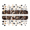 Yanyniu 12-Grid Butterfly & Floral Nail Glitter - Black, Golden & White Mix | Sparkling Rabbit & Flower Designs for Nail Art Decoration