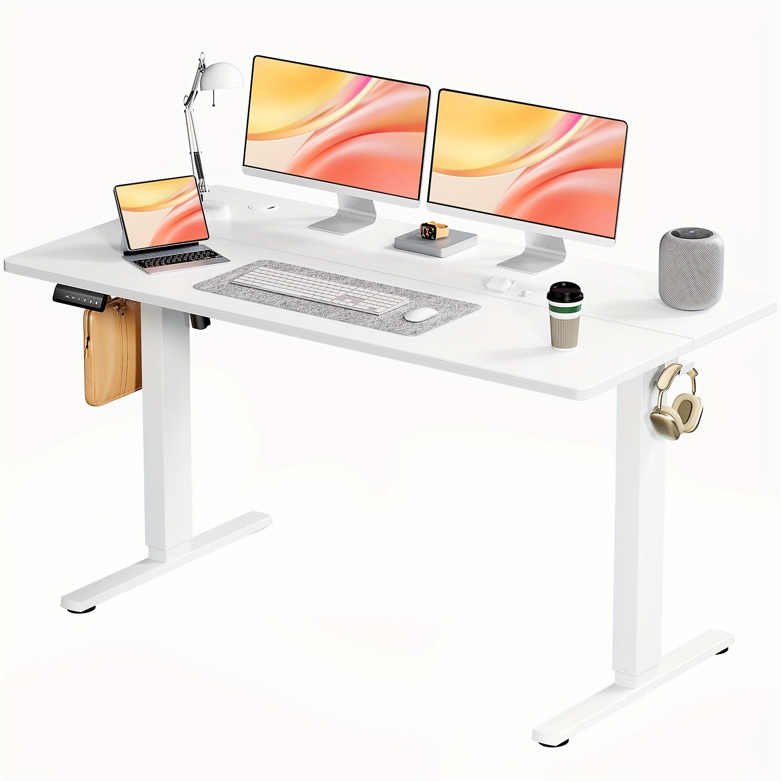 Height Adjustable Electric Standing Desk - 40/48/55/63 Inch Motorized Lift Computer Task Table with Spacious Workspace - Ergonomic Rising Desk for Office and Home with 4 Color Options