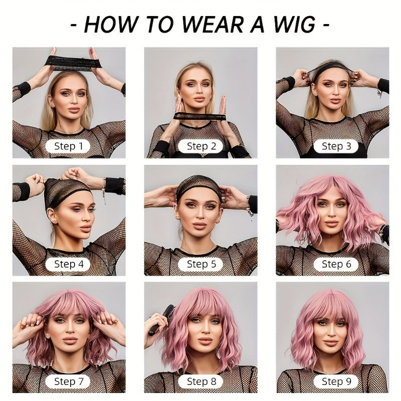 Sleek & Stylish Long Straight Synthetic Wig with Bangs - 13x4 Lace Front, Rose Net Cap, 100% Density, Natural Look for Women, All Light Beige Tones, Beginner-Friendly for Everyday & Special Occasions