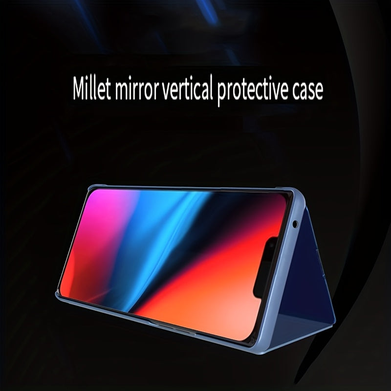 360° Full Protection Solid Color Electroplated Mirror Flip Phone Case for Iphone 16 Pro Max, Luxurious Synthetic Faux Leather Bumper Back Cover for Iphone 14 15 Pro Max, Shockproof Stand Protective Case for Iphone 12 13 Pro