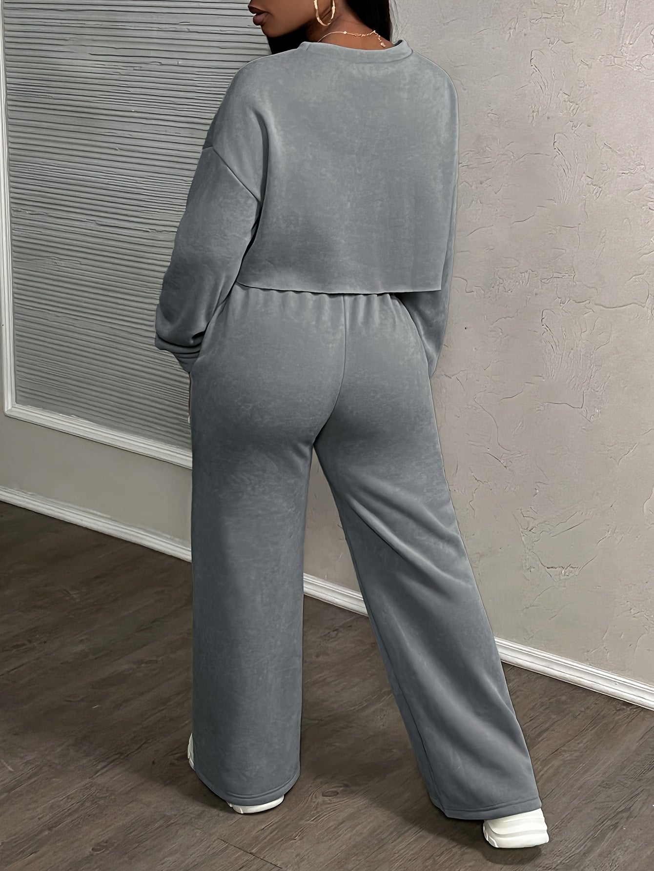 Women's Solid Color Casual Street Style Loose Pocket Drawstring Sports Suit