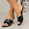Women'S Elegant Black Strappy High Heel Sandals with Golden Chain Ankle Cuff - 2.76inch Stiletto, Comfortable TPR Sole, Synthetic Upper, Open Toe Design for All-Season Use, Versatile Footwear|Stylish High Heel|Synthetic Sanda